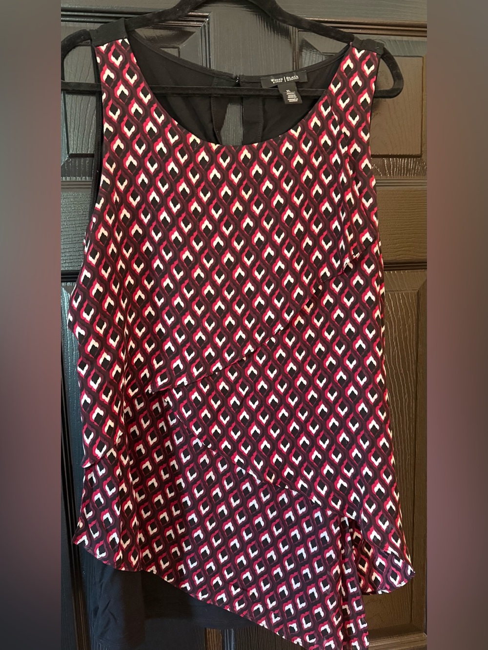Whbm Essentials Asymmetrical Layered tunic in Geometric Print